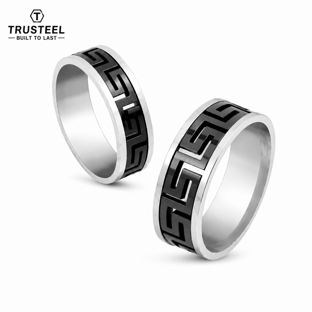 Womens 316L Stainless Steel Ring Wedding Band Comfort Fit Silver Blue 6mm Size 7